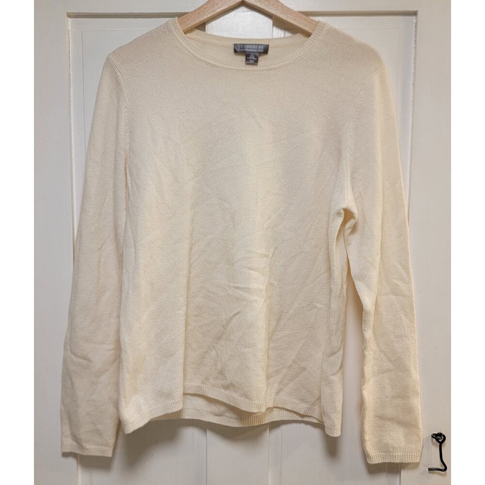 Charter Club Luxury Cashmere Crewneck Sweater - Ivory - Size Large